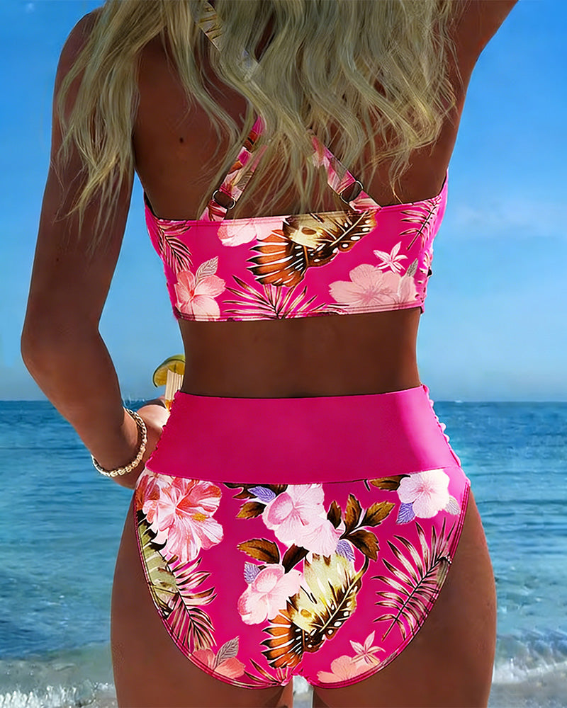 Millie | Bikini with contrast floral pattern and slit
