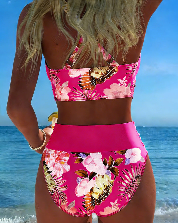 Millie | Bikini with contrast floral pattern and slit