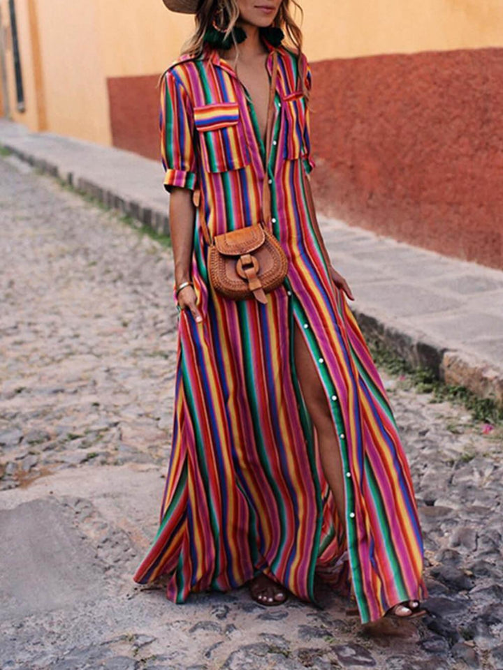 Finya | Maxi skirt made of striped print for a summery casual look