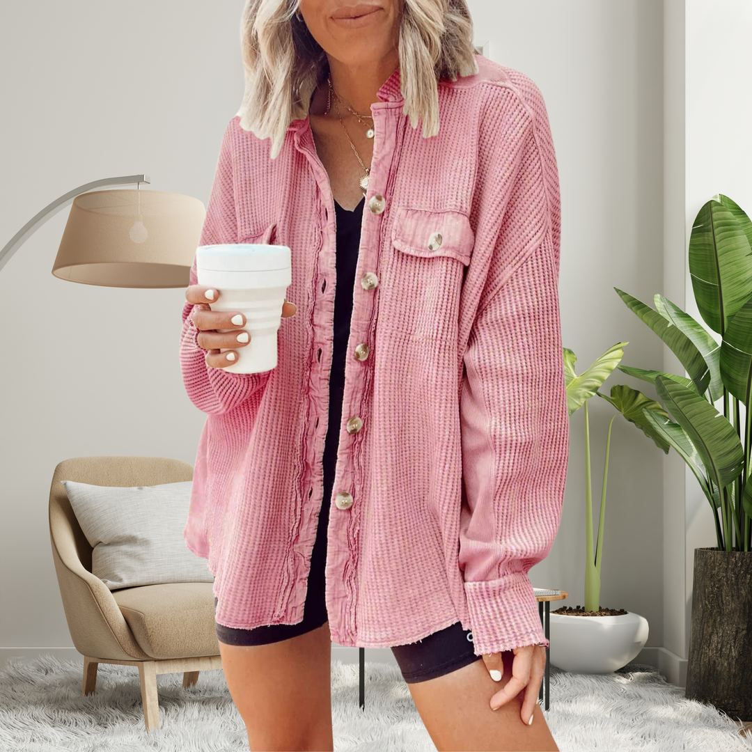 Annabelle | Cosy Loose Fit Batwing Sleeve Button Down Jacket