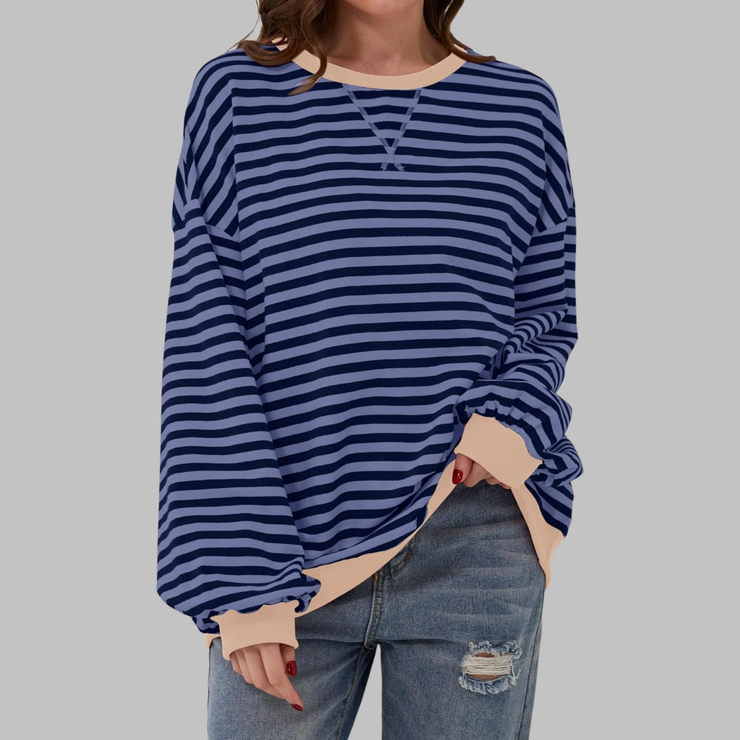 Yasmin | Casual Long Sleeve Round Neck Striped Shirt