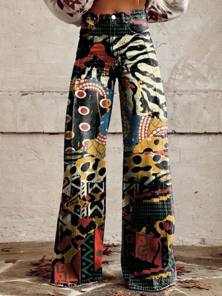 Poppy | Artistic Print Wide-Leg Pants