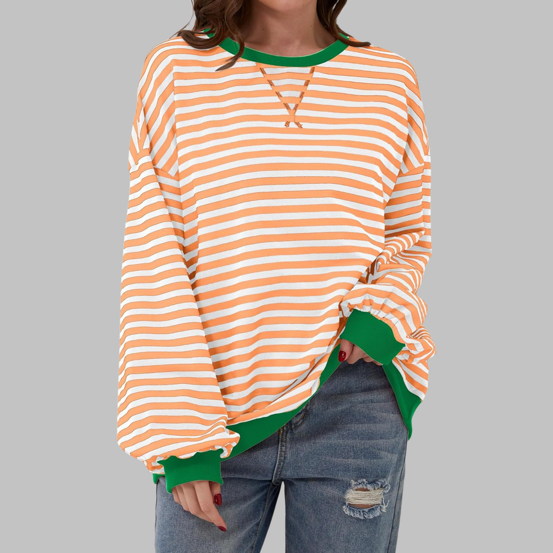 Yasmin | Casual Long Sleeve Round Neck Striped Shirt
