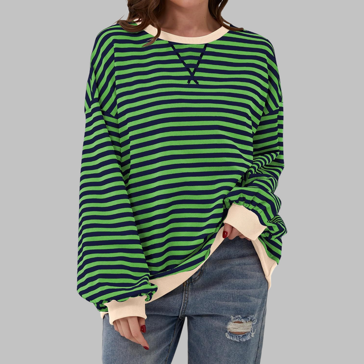 Yasmin | Casual Long Sleeve Round Neck Striped Shirt