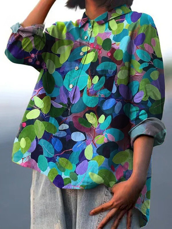 Lotte | Casual women's blouse with forest art print