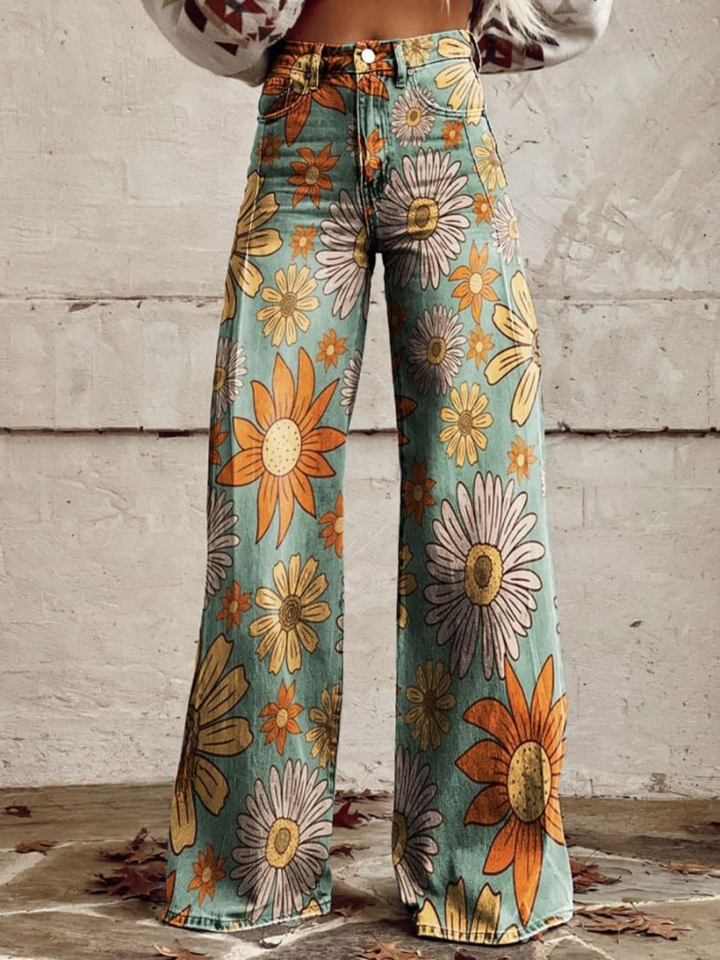 Tahlia | Vintage Floral Wide-Leg Pants
