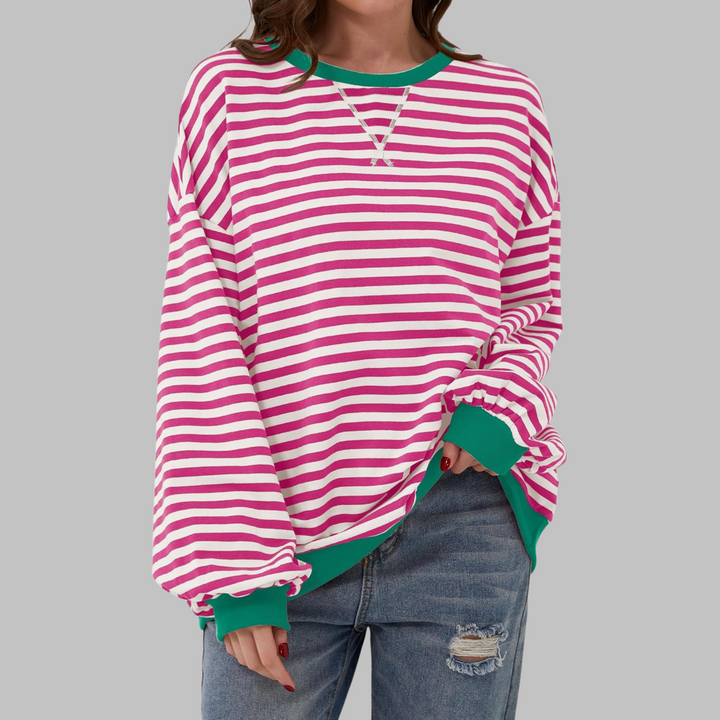 Yasmin | Casual Long Sleeve Round Neck Striped Shirt