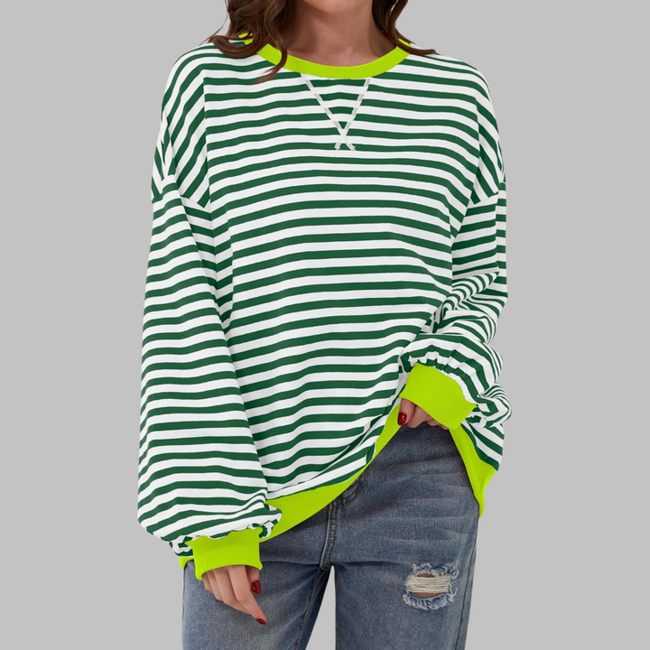 Yasmin | Casual Long Sleeve Round Neck Striped Shirt