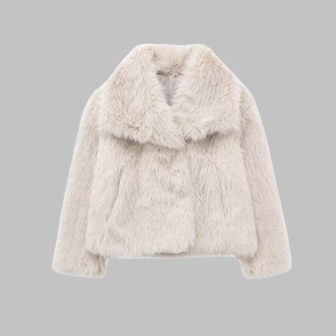 Georgia | Classy Long Sleeve Collared Fuzzy Coat