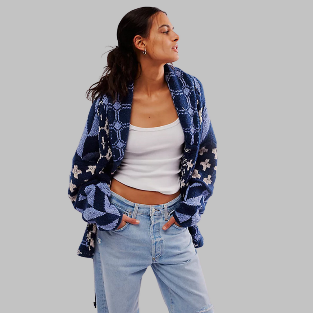 Monique | Vintage Button Down Collar Long Sleeve Oversized Cardigan