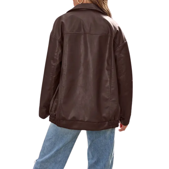 Lily | Moto-Inspired Faux Leather Oversized Jacket