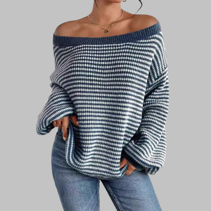Paige | Casual Striped Drop Shoulder Long Sleeve Sweater