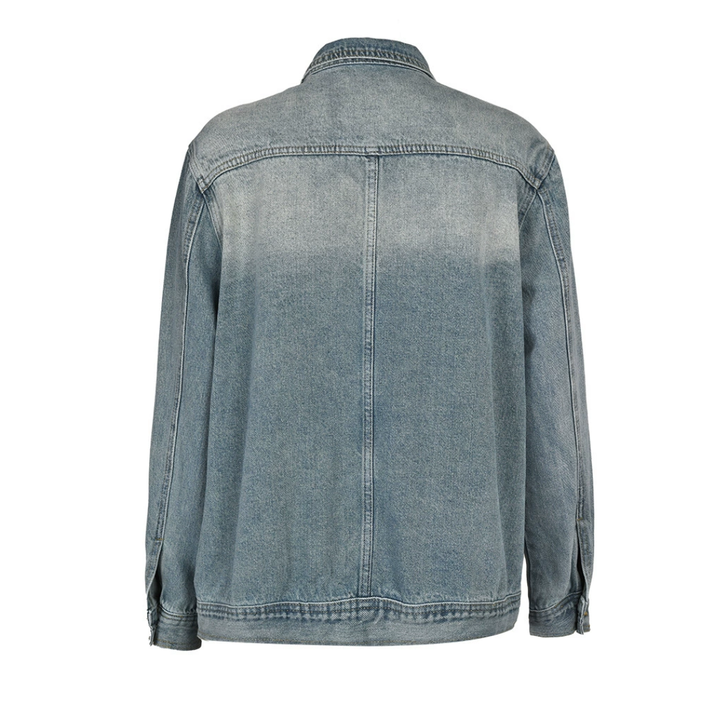 Olivia | Asymmetric Washed Loose Denim Jacket