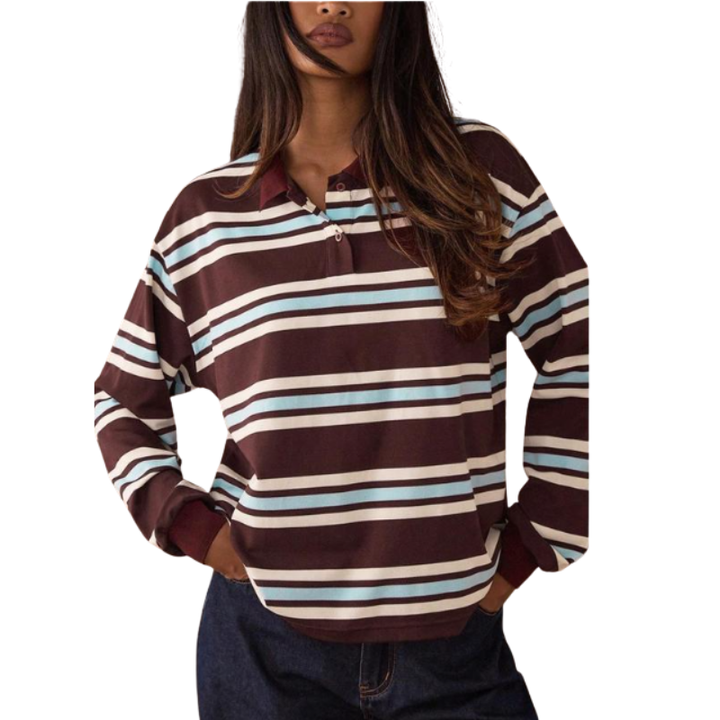 Danielle | Casual Colourblock Striped Long Sleeve Top