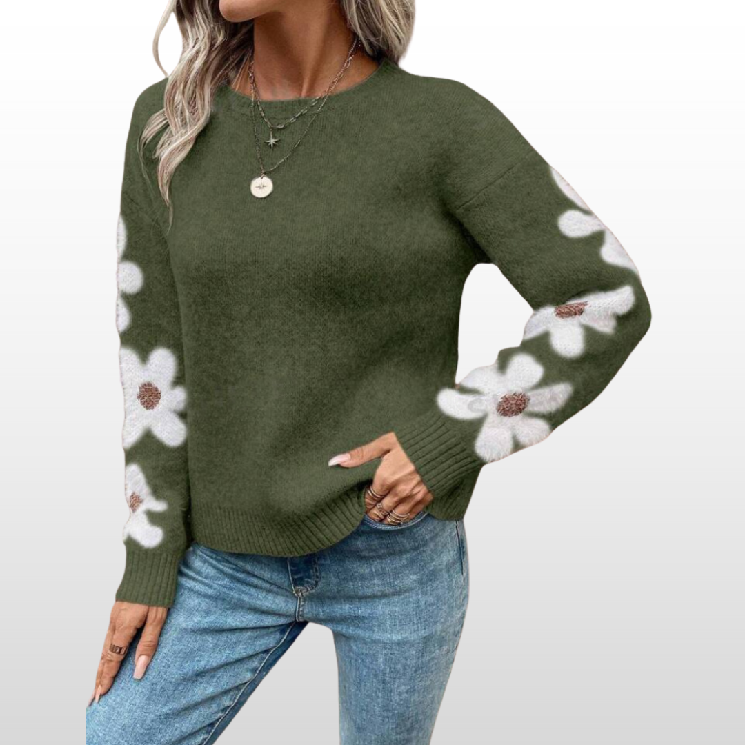 Erin | Round Neck Floral Pattern Sweater for Fall/Winter