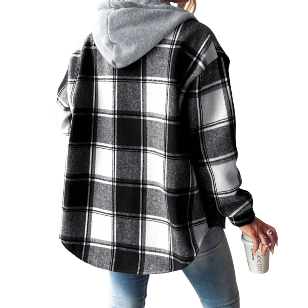 Natalie | Cosy Plaid Hooded Fleece Shirt Jacket