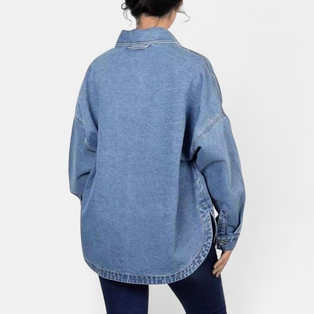 Leah | Vintage Washed Drop Shoulder Denim Jacket