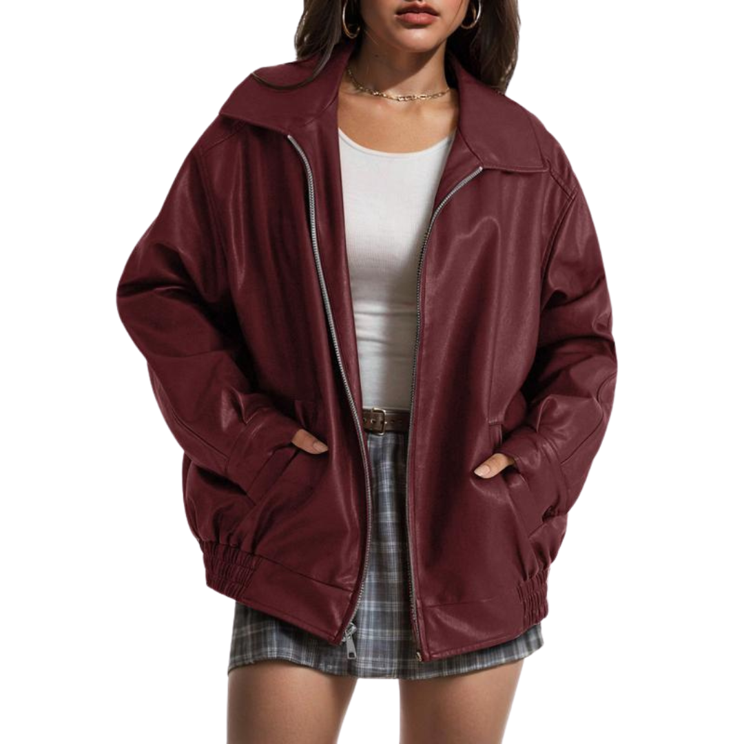 Lara | Trendy Oversized Leather Faux Suede Jacket for Fall Fashion