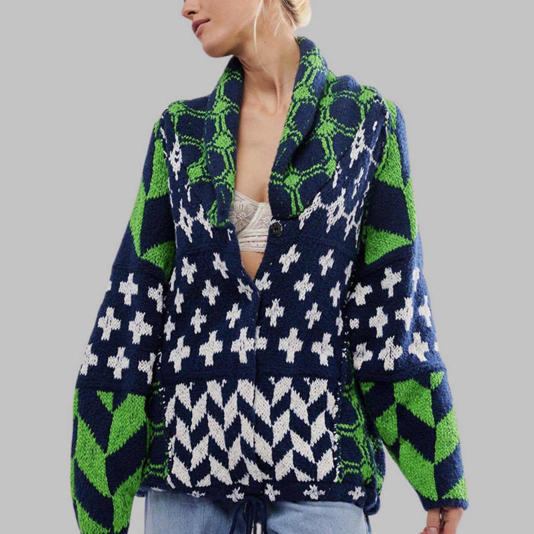 Monique | Vintage Button Down Collar Long Sleeve Oversized Cardigan