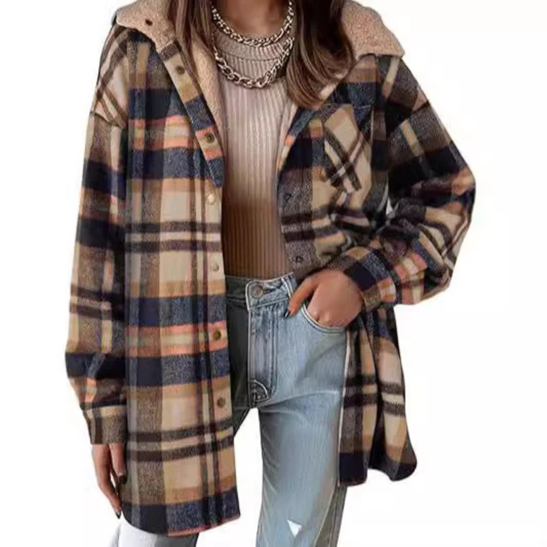 Hannah | Relaxed Fit Hooded Plaid Jacket
