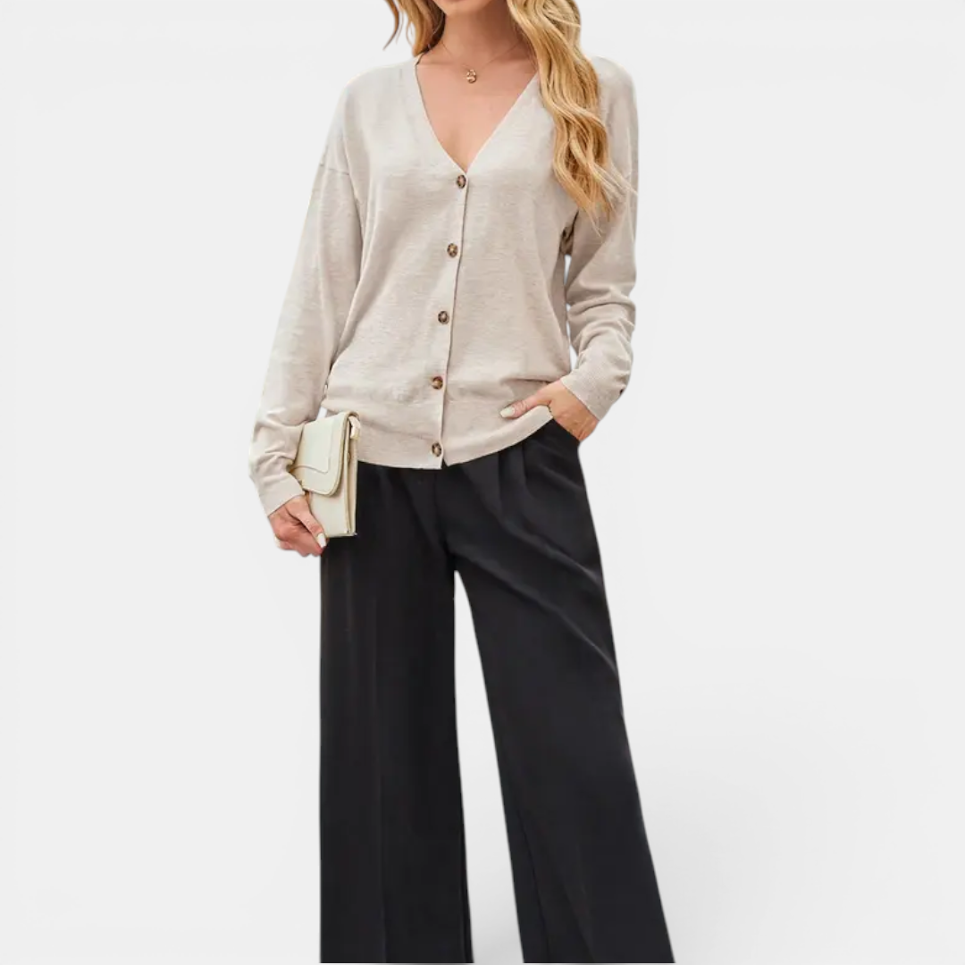 Sabrina | Lightweight Wool Blend Button Cardigan