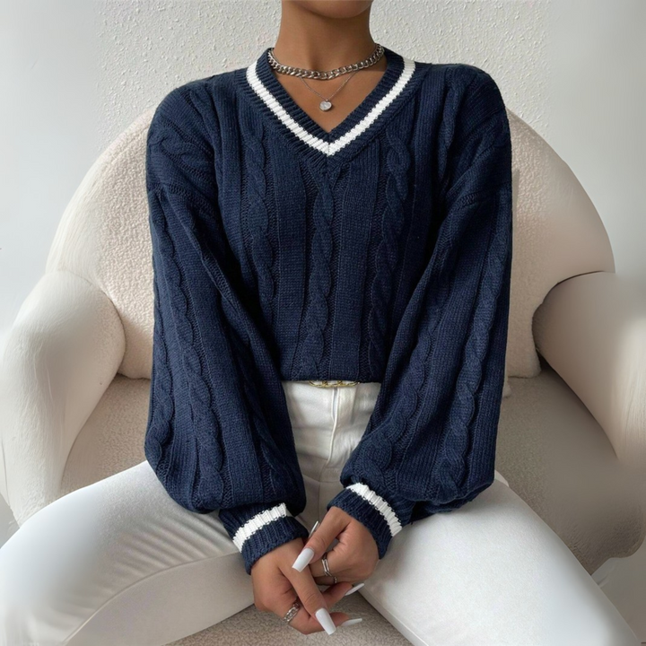 Kara | Chic Long Sleeve V-Neck Sweater