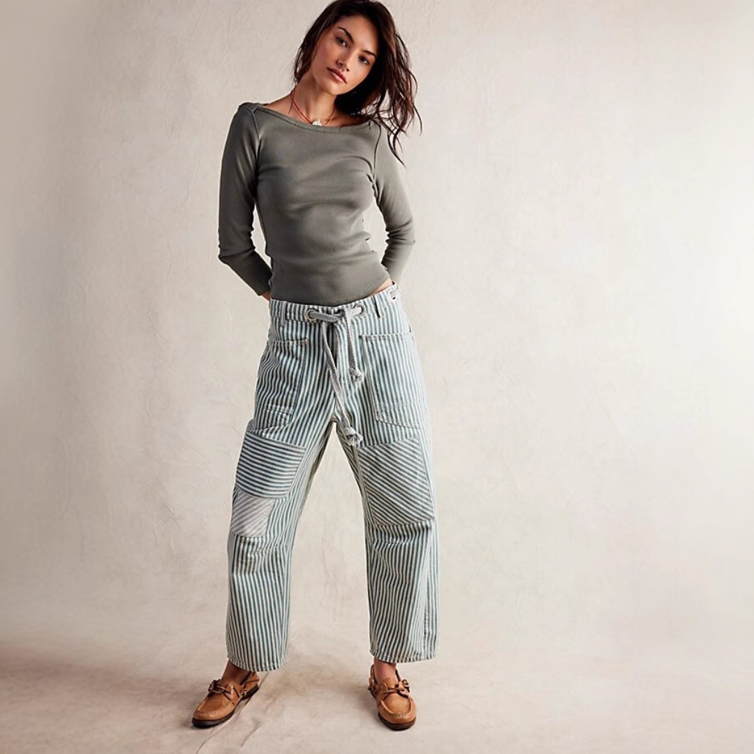 Layla | Chic Stripe Drawstring Wide-Leg Pants