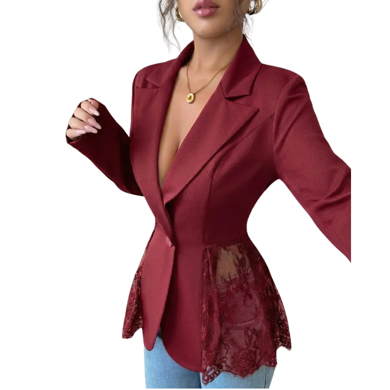 Penelope | Modern Lace-Trim Structured Blazer