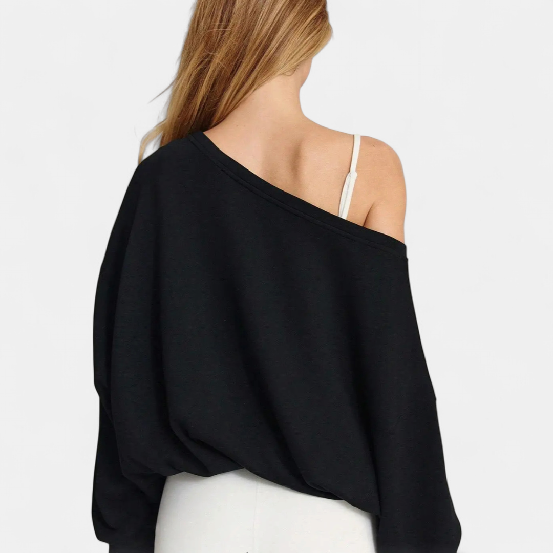 Sophie | Soft Drawstring One-Shoulder Pullover Sweatshirt