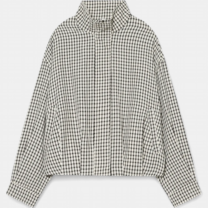 Sally | Gingham Check Cropped Bomber Jacket