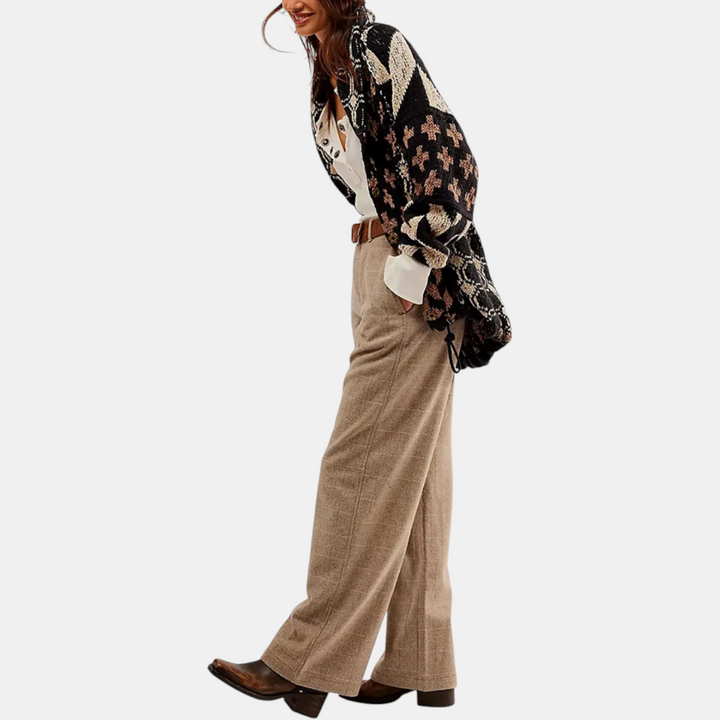 Women's Y2K Abstract Print Button Down Oversized Knit Cardigan