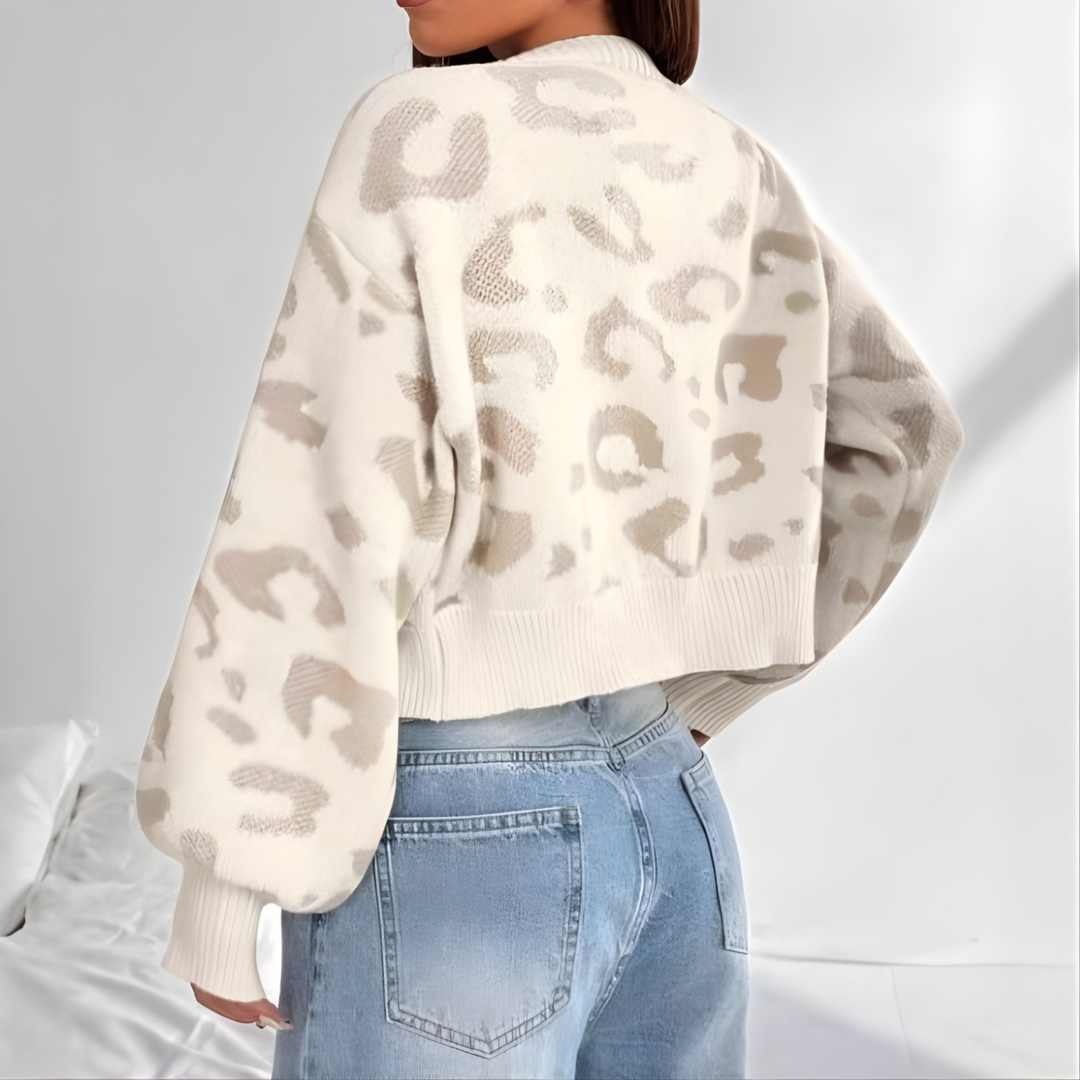 Abigail | Comfy Leopard Print Lantern Sleeve Cardigan