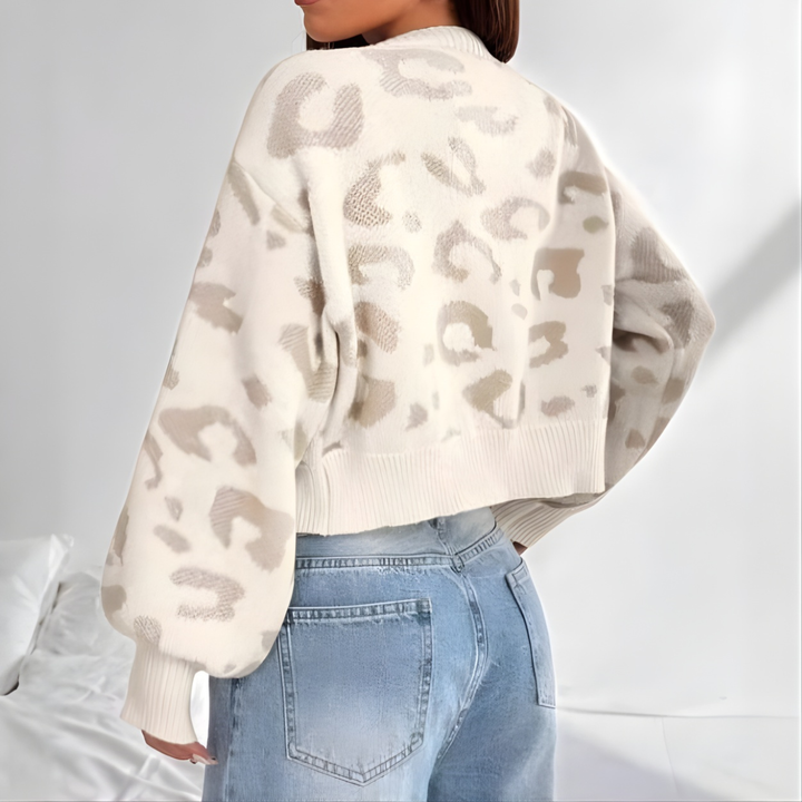 Abigail | Comfy Leopard Print Lantern Sleeve Cardigan