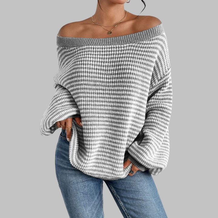 Paige | Casual Striped Drop Shoulder Long Sleeve Sweater