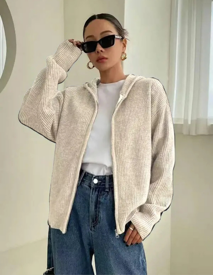 Vanessa | Casual Zip-Up Hooded Long Sleeve Cardigan