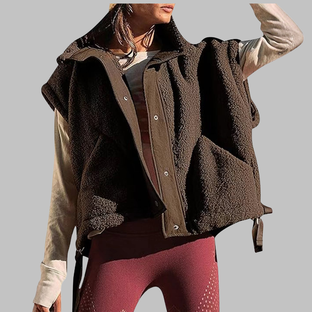 Gemma | Comfy Warm Fleece Sleeveless Button Down Vest