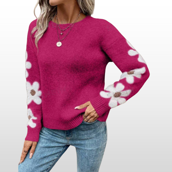 Erin | Round Neck Floral Pattern Sweater for Fall/Winter