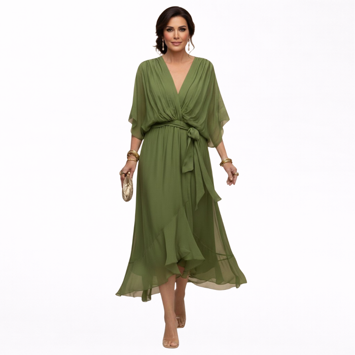 Regina | Chiffon dress with scollo with V