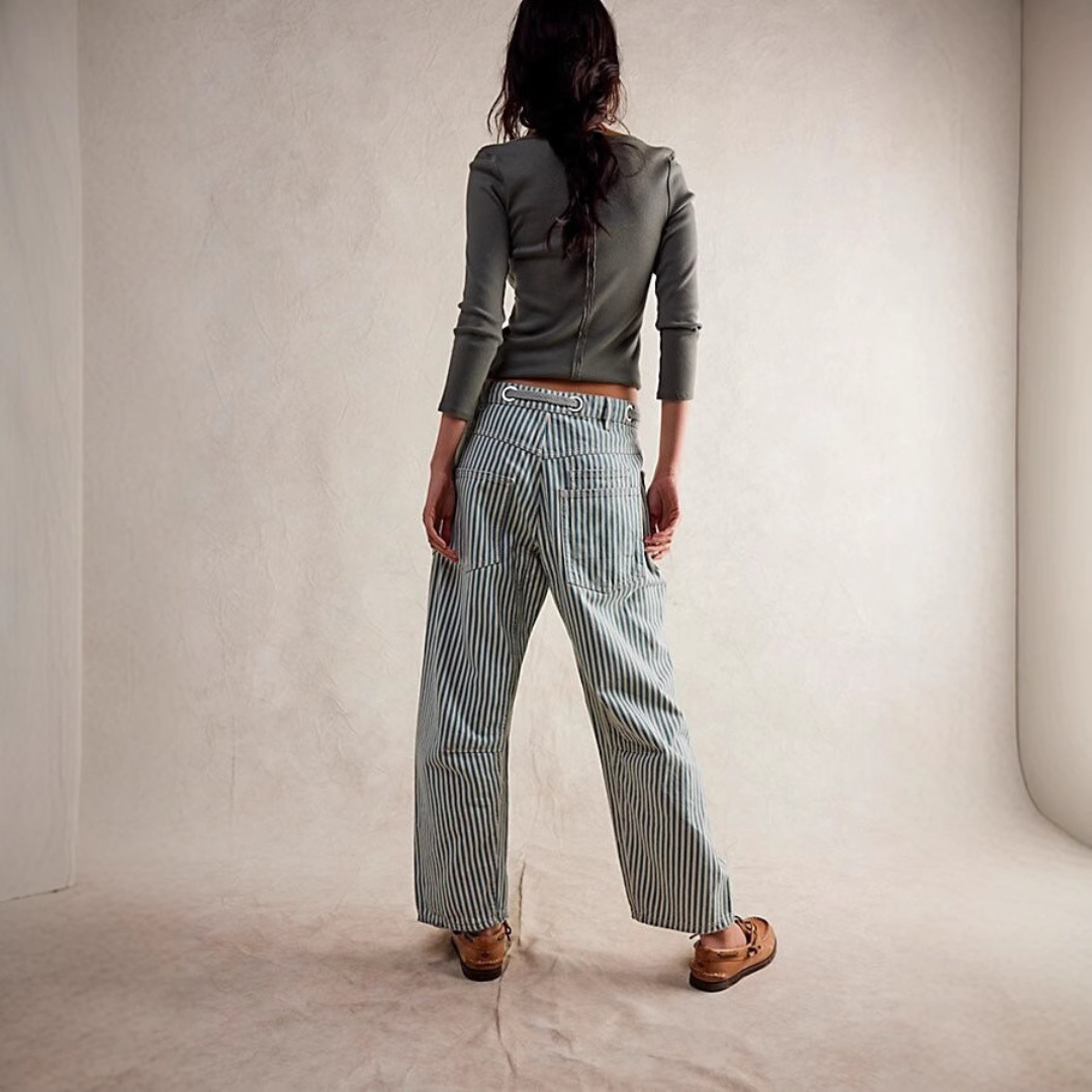Layla | Chic Stripe Drawstring Wide-Leg Pants