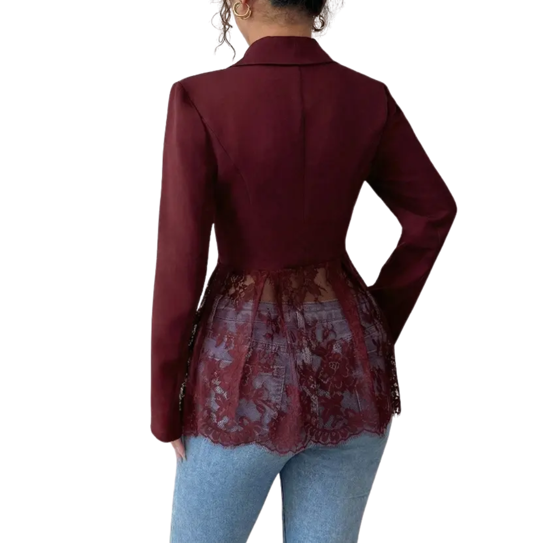 Joanna | Lace Contrast Fitted Blazer Jacket