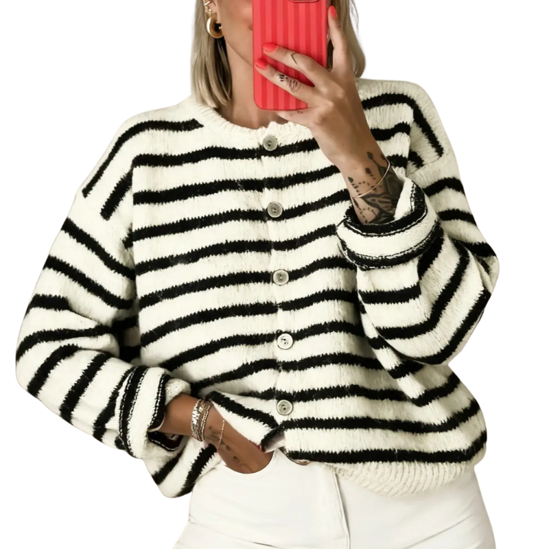 Francesca | Stylish Striped Casual Cardigan