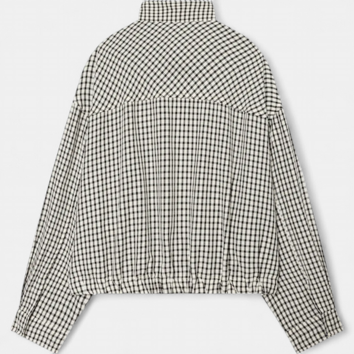 Sally | Gingham Check Cropped Bomber Jacket