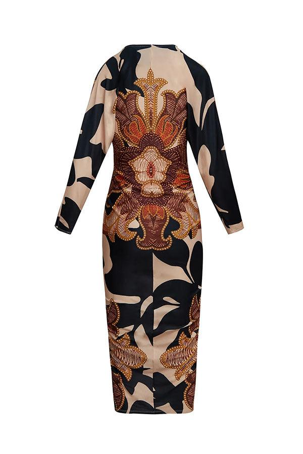 Monica | Midi dress with dolman with print unique summer sun