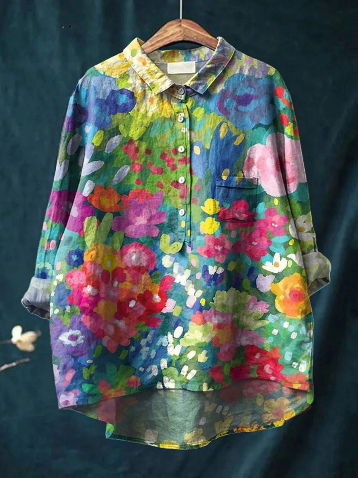 Rose | Casual women's blouse in vintage style with a floral pattern
