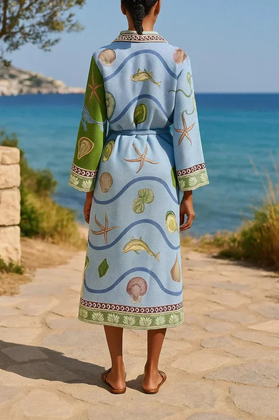 Renate | Printed midi shirt dress with belt