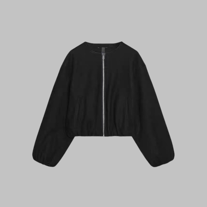 Molly | Chic Long Sleeve Zipper Crop Top Jacket