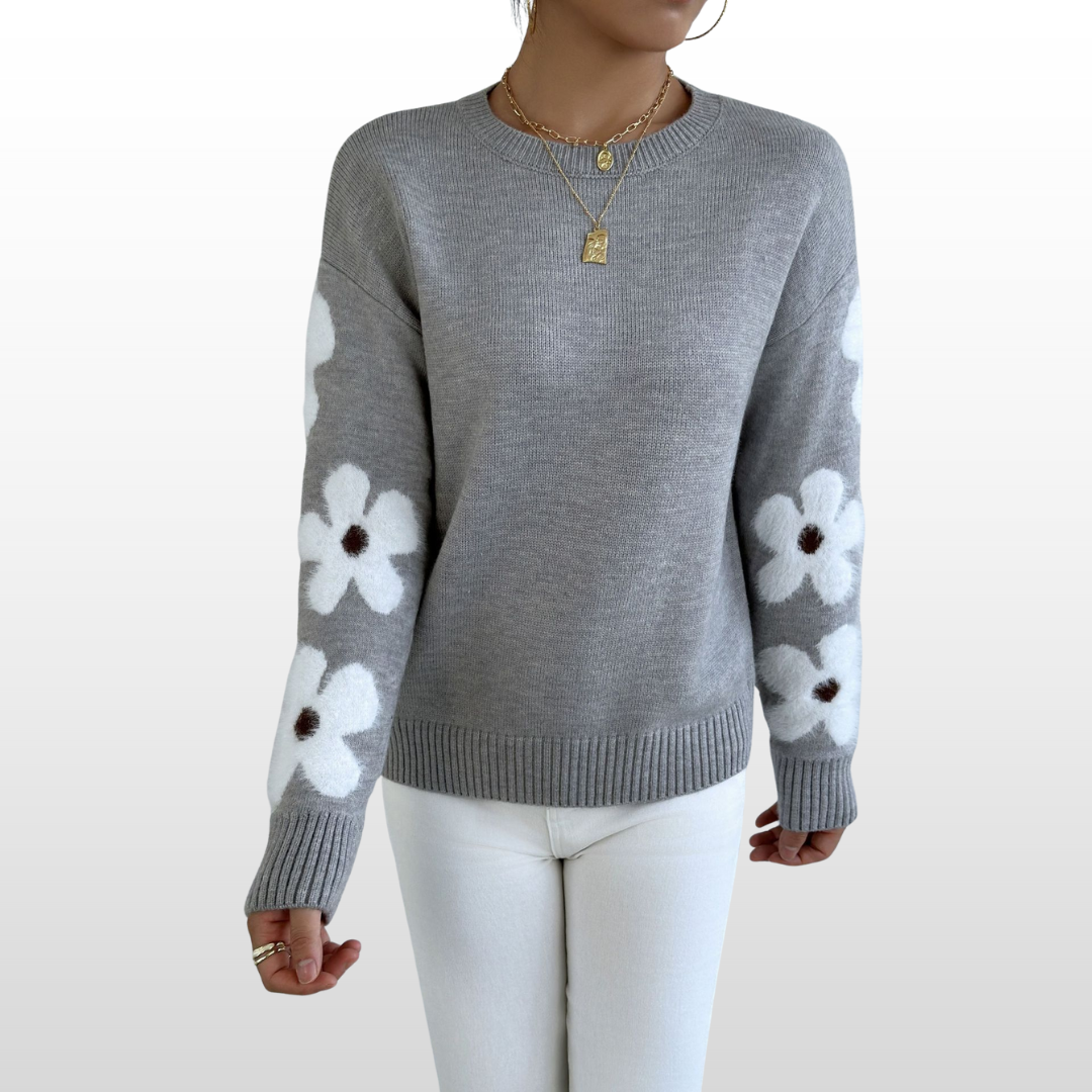 Erin | Round Neck Floral Pattern Sweater for Fall/Winter