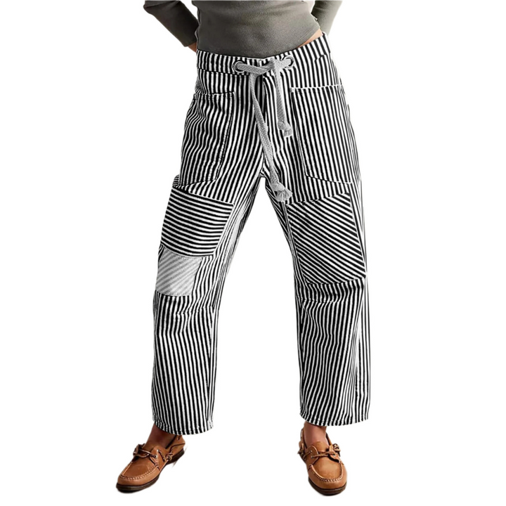 Layla | Chic Stripe Drawstring Wide-Leg Pants