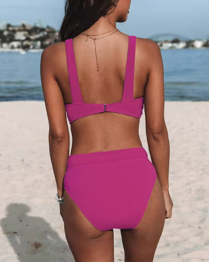 Evie | Solid color swimsuit with a high neckline