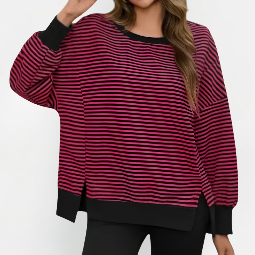 Ruby | Cosy Waffle Knit Pullover Sweatshirt